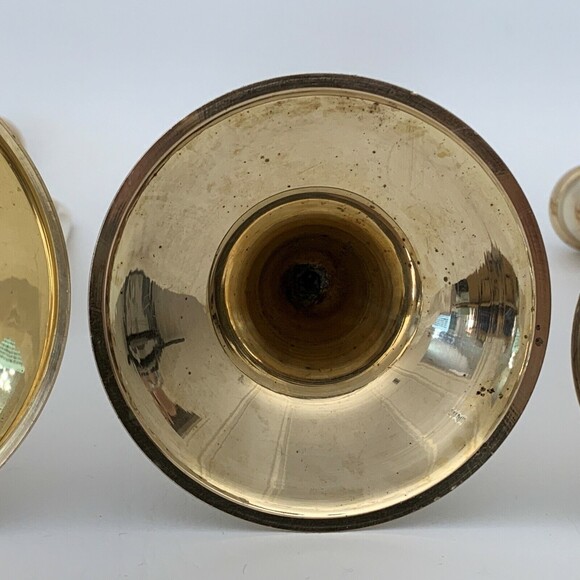 Vintage Brass Bugle Horn Trumpet Christmas Candlesticks Candle Holders Lot of 3 - Picture 6 of 11
